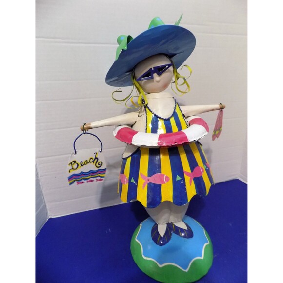 Metal Bathing Beauty Beach Lady Bobble Head Wobble - Picture 2 of 5
